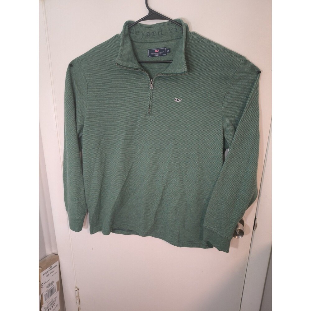 Vineyard Vines Men’s Green 1/4 Zip Mock Neck Knit Sweater Pullover XL